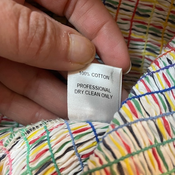 Petersyn Barrett Rainbow Striped Smocked Mini Skirt Size Small - Picture 5 of 7